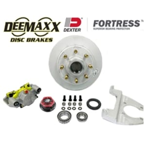 DeeMaxx® 8,000 lbs. Disc Brake Kit with 5/8" Studs for One Wheel with Maxx Coating Caliper and Dexter® Fortress® Aluminum Cap - DM8KMAXX580-F