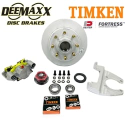 DeeMaxx® 8,000 lbs. Disc Brake Kit with 5/8" Studs for One Wheel with Maxx Coating Caliper, Timken® Bearings, and Dexter® Fortress® Aluminum Cap - DM8KMAXX580-F-TK