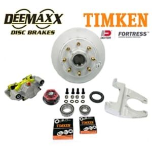 DeeMaxx® 8,000 lbs. Disc Brake Kit with 5/8" Studs for One Wheel with Maxx Coating Caliper, Timken® Bearings, and Dexter® Fortress® Aluminum Cap - DM8KMAXX580-F-TK