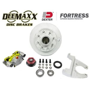 DeeMaxx® 8,000 lbs. Disc Brake Kit with 9/16" Studs for One Wheel with Maxx Coating Caliper and Dexter® Fortress® Aluminum Caps - DM8KMAXX916-F