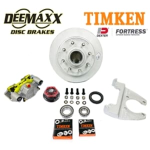 DeeMaxx® 8,000 lbs. Disc Brake Kit with 9/16" Studs for One Wheel with Maxx Coating Caliper, Timken® Bearings, and Dexter® Fortress® Aluminum Oil Cap - DM8KMAXX916-F-TK