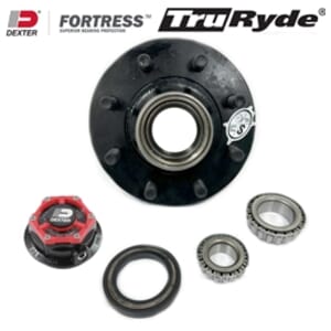 TruRyde® 8-6.5" Bolt Circle Oil Trailer Hub 5/8" Studs with Parts for an 8,000 lbs. Trailer Axle with Dexter® Fortress® Aluminum Oil Cap - RVI8K865580-F