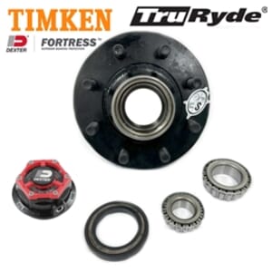 TruRyde® 8-6.5" Bolt Circle Oil Trailer Hub 5/8" Studs with Timken® Bearings and Dexter® Fortress® Aluminum Oil Cap for an 8,000 lbs. Trailer Axle - RVI8K865580-F-TK