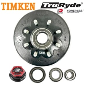 TruRyde® 8-6.5" Bolt Circle 5/8" Trailer Hub/Drum with Timken® Bearings and Dexter® Fortress® Aluminum Oil Cap for an 8,000 lbs. Trailer Axle - RVD8K865580-F-TK