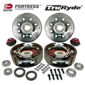 8-6.5" Bolt Circle 5/8" Stud TruRyde® 8K Axle Self-Adjusting Electric Brake Kit with Dexter® Fortress® Aluminum Oil Cap - BK8K580-F