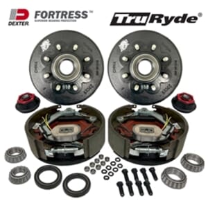 8-6.5" Bolt Circle 9/16" Stud TruRyde® 8K Axle Self-Adjusting Electric Brake Kit with Dexter® Fortress® Aluminum Oil Cap - BK8K916-F