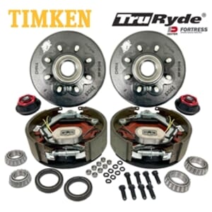 8-6.5" Bolt Circle 9/16" Stud TruRyde® 8K Axle Self-Adjusting Electric Brake Kit with Dexter® Fortress® Aluminum Oil Cap & Timken® Bearings - BK8K916-F-TK