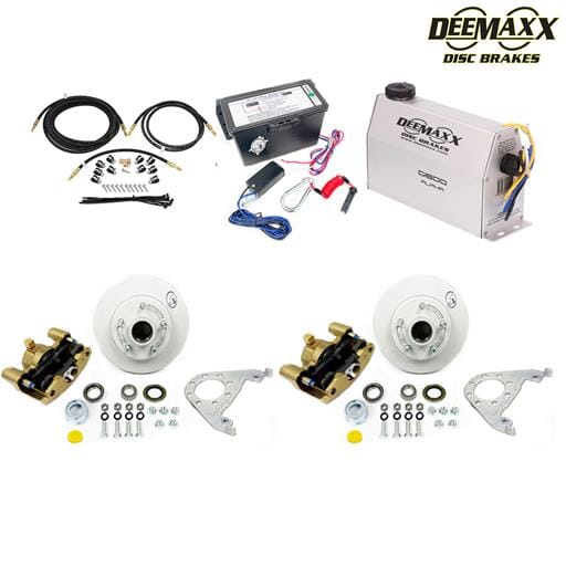 MAXX KIT Electric Over Hydraulic 3,500 lbs. Disc Brake Kit for One Axle with Gold Zinc Caliper - DMK35IG1