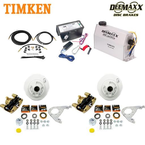 MAXX KIT Electric Over Hydraulic 3,500 lbs. Disc Brake Kit for a Single Axle with Gold Zinc Caliper and Timken® Bearings - DMK35IG1-TK