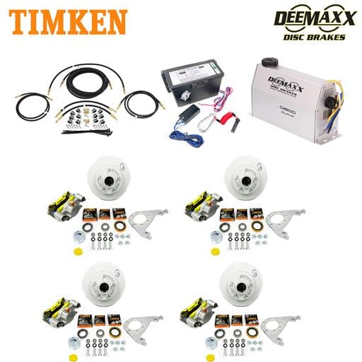 MAXX KIT Electric Over Hydraulic 3,500 lbs. Disc Brake Kit for a Tandem Axle with MAXX Caliper and Timken® Bearings - DMK35IM2-TK