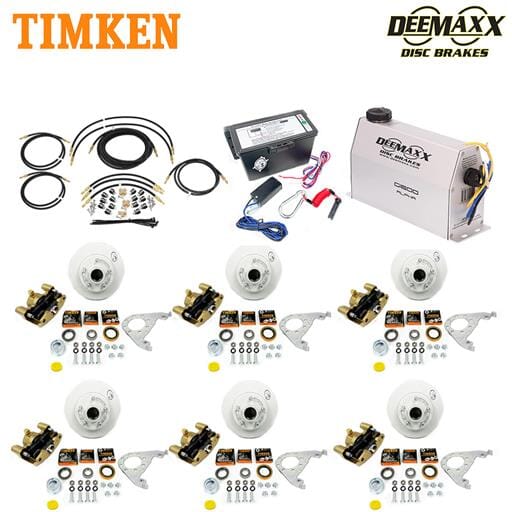 MAXX KIT Electric Over Hydraulic 3,500 lbs. Disc Brake Kit for a Triple Axle with Gold Zinc Caliper and Timken® Bearings - DMK35IG3-TK
