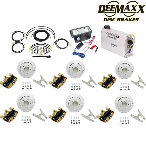 MAXX KIT Electric Over Hydraulic 3,500 lbs. Slip Over Disc Brake Kit for a Triple Axle with Gold Zinc Calipers - DMK35RG3