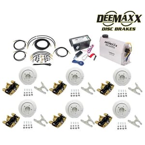 MAXX KIT Electric Over Hydraulic 3,500 lbs. Slip Over Disc Brake Kit for a Triple Axle with Gold Zinc Calipers - DMK35RG3