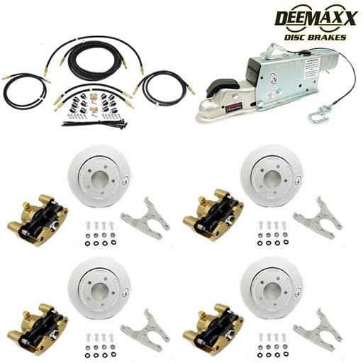 MAXX KIT Hydraulic Actuator 3,500 lbs. Slip Over Disc Brake Kit for a Tandem Axle with Gold Zinc Calipers - DMK35RG2ACT