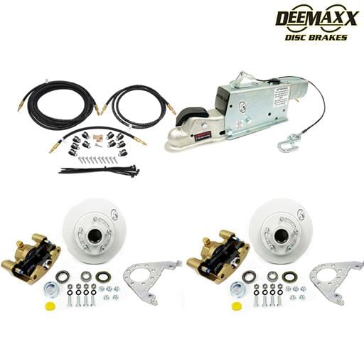 MAXX KIT Hydraulic Actuator 3,500 lbs. Integral Disc Brake Kit for a Single Axle with Gold Zinc Calipers and TruRyde® Bearings - DMK35IG1ACT