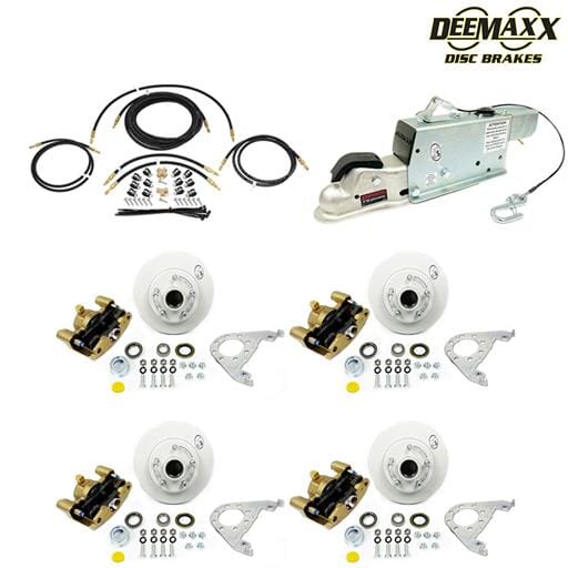 MAXX KIT Hydraulic Actuator 3,500 lbs. Integral Disc Brake Kit for a Tandem Axle with Gold Zinc Calipers and TruRyde® Bearings - DMK35IG2ACT