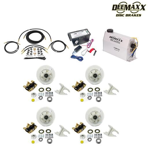 MAXX KIT Electric Over Hydraulic 5,200 lbs. Disc Brake Kit for a Tandem Axle with Gold Zinc Caliper and TruRyde® Bearings - DMK52IG2