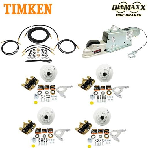 MAXX KIT Hydraulic Actuator 3,500 lbs. Integral Disc Brake Kit for a Tandem Axle with Gold Zinc Calipers and Timken® Bearings - DMK35IG2ACT-TK