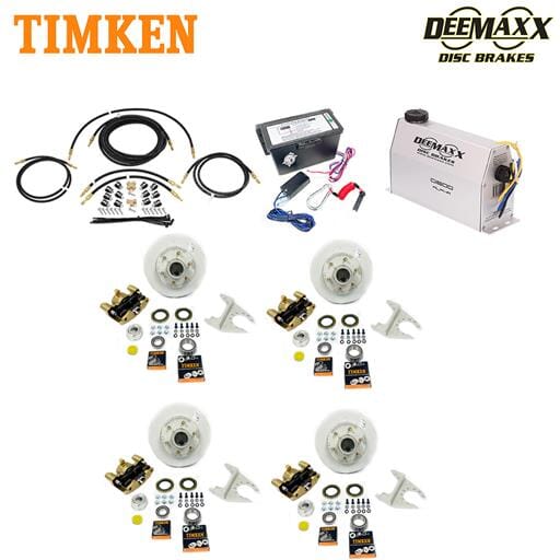 MAXX KIT Electric Over Hydraulic 5,200 lbs. Disc Brake Kit for a Tandem Axle with Gold Zinc Caliper and Timken® Bearings - DMK52IG2-TK