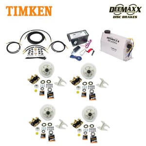 MAXX KIT Electric Over Hydraulic 5,200 lbs. Disc Brake Kit for a Tandem Axle with Gold Zinc Caliper and Timken® Bearings - DMK52IG2-TK