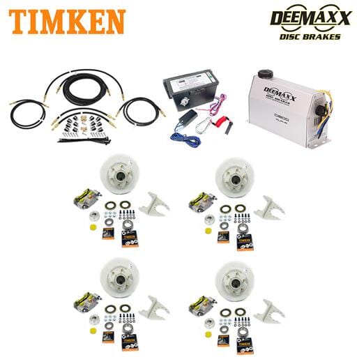 MAXX KIT Electric Over Hydraulic 5,200 lbs. Disc Brake Kit for a Tandem Axle with MAXX Caliper and Timken® Bearings -DMK52IM2-TK