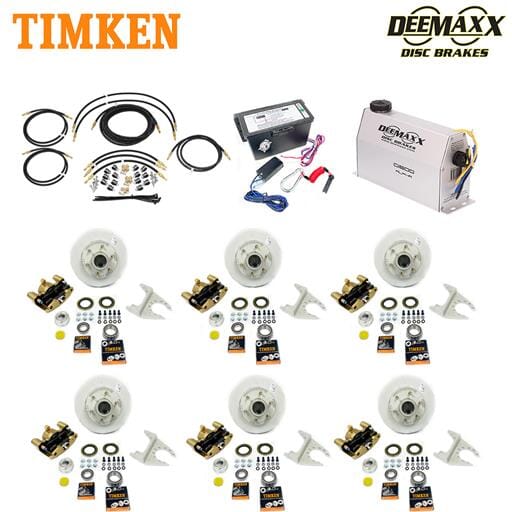 MAXX KIT Electric Over Hydraulic 5,200 lbs. Disc Brake Kit for a Triple Axle with Gold Zinc Caliper and Timken® Bearings - DMK52IG3-TK