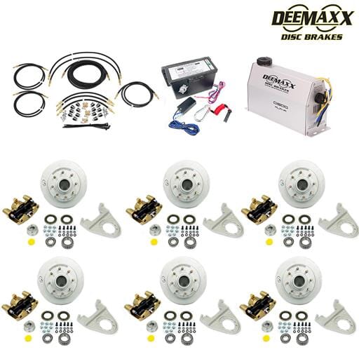 MAXX KIT Electric Over Hydraulic 7,000 lbs. Disc Brake Kit for a Triple Axle with Gold Zinc Caliper and TruRyde® Bearings - DMK7IG3