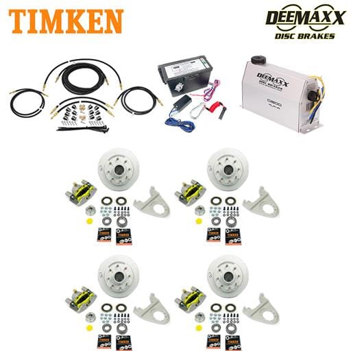 MAXX KIT Electric Over Hydraulic 7,000 lbs. Disc Brake Kit for a Tandem Axle with MAXX Caliper and Timken® Bearings - DMK7IM2-TK