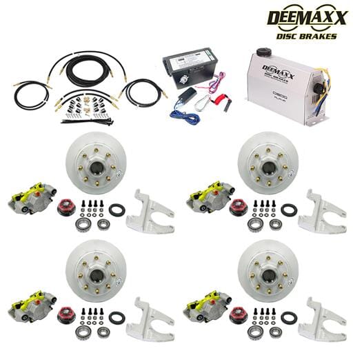 MAXX KIT Electric Over Hydraulic 8,000 lbs. Disc Brake Kit with 5/8" Studs for a Tandem Axle with MAXX Caliper and TruRyde® Bearings - DMK8IM2580