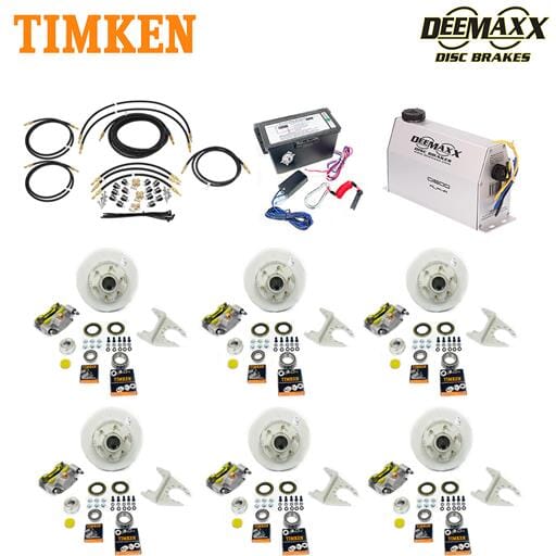 MAXX KIT Electric Over Hydraulic 5,200 lbs. Disc Brake Kit for a Triple Axle with MAXX Caliper and Timken® Bearings - DMK52IM3-TK
