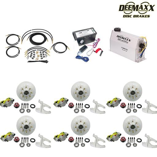 MAXX KIT Electric Over Hydraulic 8,000 lbs. Disc Brake Kit with 5/8" Studs for a Triple Axle with MAXX Caliper and TruRyde® Bearings - DMK8IM3580