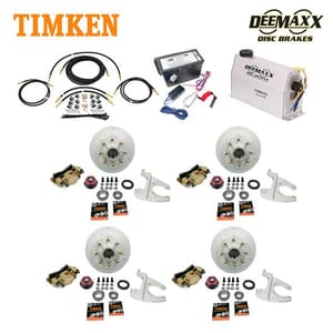 MAXX KIT Electric Over Hydraulic 8,000 lbs. Disc Brake Kit with 5/8" Studs for a Tandem Axle with Gold Zinc Caliper and Timken® Bearings - DMK8IG2580-TK