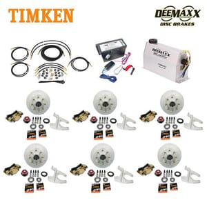 MAXX KIT Electric Over Hydraulic 8,000 lbs. Disc Brake Kit with 5/8" Studs for a Triple Axle with Gold Zinc Caliper and Timken® Bearings - DMK8IG3580-TK
