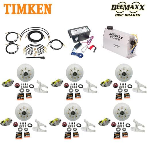 MAXX KIT Electric Over Hydraulic 8,000 lbs. Disc Brake Kit with 5/8" Studs for a Triple Axle with MAXX Caliper and Timken® Bearings - DMK8IM3580-TK