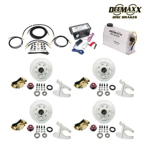 MAXX KIT Electric Over Hydraulic 8,000 lbs. Disc Brake Kit with 9/16" Studs for a Tandem Axle with Gold Zinc Caliper and TruRyde® Bearings - DMK8IG2916