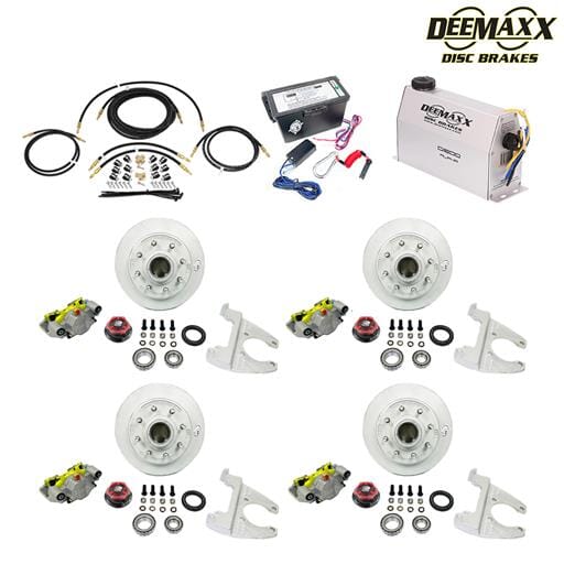 MAXX KIT Electric Over Hydraulic 8,000 lbs. Disc Brake Kit with 5/8" Studs for a Tandem Axle with MAXX Caliper and TruRyde® Bearings - DMK8IM2916