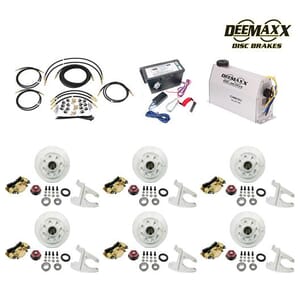 MAXX KIT Electric Over Hydraulic 8,000 lbs. Disc Brake Kit with 9/16" Studs for a Triple Axle with Gold Zinc Caliper and TruRyde® Bearings - DMK8IG3916