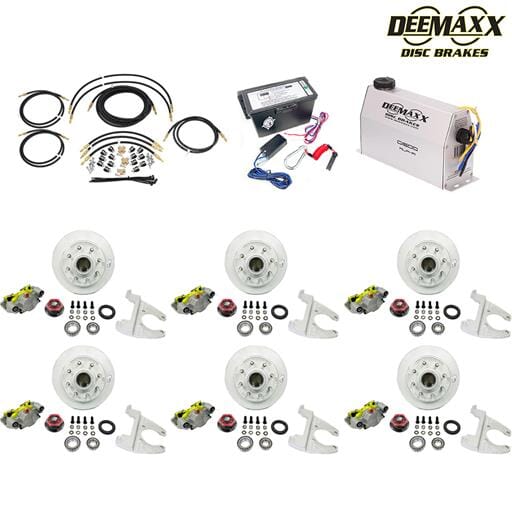 MAXX KIT Electric Over Hydraulic 8,000 lbs. Disc Brake Kit with 9/16" Studs for a Triple Axle with MAXX Caliper and TruRyde® Bearings - DMK8IM3916