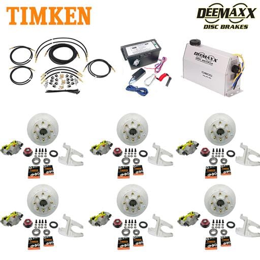 MAXX KIT Electric Over Hydraulic 8,000 lbs. Disc Brake Kit with 9/16" Studs for a Triple Axle with MAXX Caliper and Timken® Bearings - DMK8IM3916-TK
