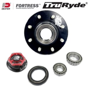 TruRyde® 8-6.5" Bolt Circle Oil Trailer Hub 9/16" Studs with Parts for an 8,000 lbs. Trailer Axle with Dexter® Fortress® Aluminum Oil Cap - RVI8K865916-F