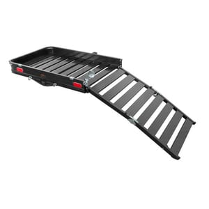 Curt 50" x 30" Black Aluminum Hitch Cargo Carrier with Ramp (Folding 2" Shank) - 18112