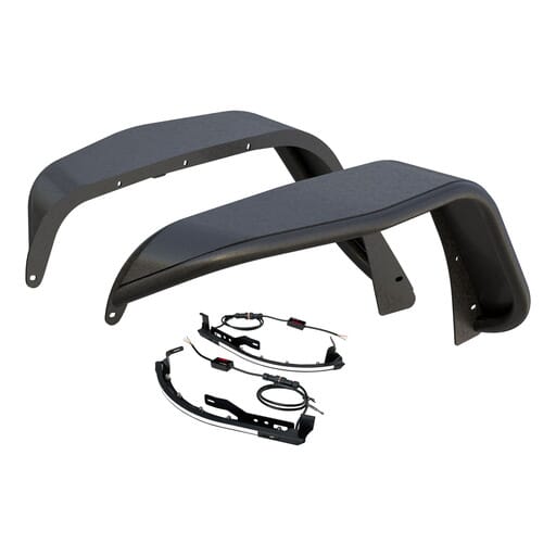 Aries Jeep Wrangler JK Black Aluminum Front Fender Flares with LED Lights - 2500830