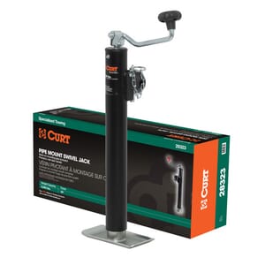 Curt Pipe-Mount Swivel Jack with Top Handle (2,000 lbs, 15" Travel, Packaged) - 28323