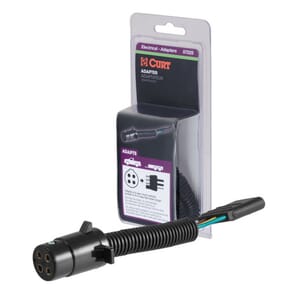 Curt Electrical Adapter (4-Way Round Vehicle to 4-Way Flat Trailer, Packaged) - 57225