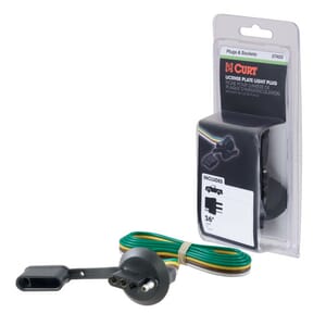 Curt 4-Way Flat License Plate Light Plug Connector Socket with 36" Wires (Packaged) - 57405