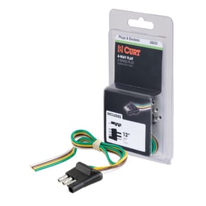 Curt 4-Way Flat Connector Plug with 12" Wires (Trailer Side, Packaged) - 58031
