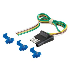 Curt 4-Way Flat Connector Plug with 12" Wires and Hardware (Trailer Side, Packaged) - 58033