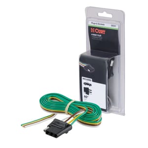 Curt 4-Way Flat Connector Socket with 60" Wires (Vehicle Side, Packaged) - 58041