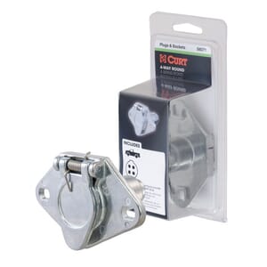 Curt 4-Way Round Connector Socket (Vehicle Side, Packaged) - 58071