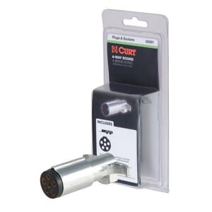 Curt 6-Way Round Connector Plug (Trailer Side, Packaged) - 58081